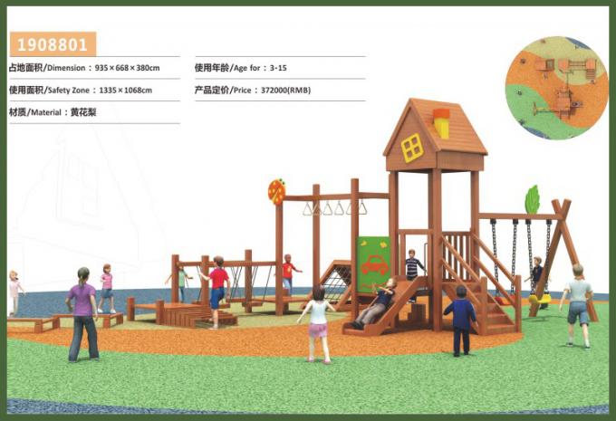  wooden combination slide, balance bridge children's playground equipment Playground equipment - 1908801